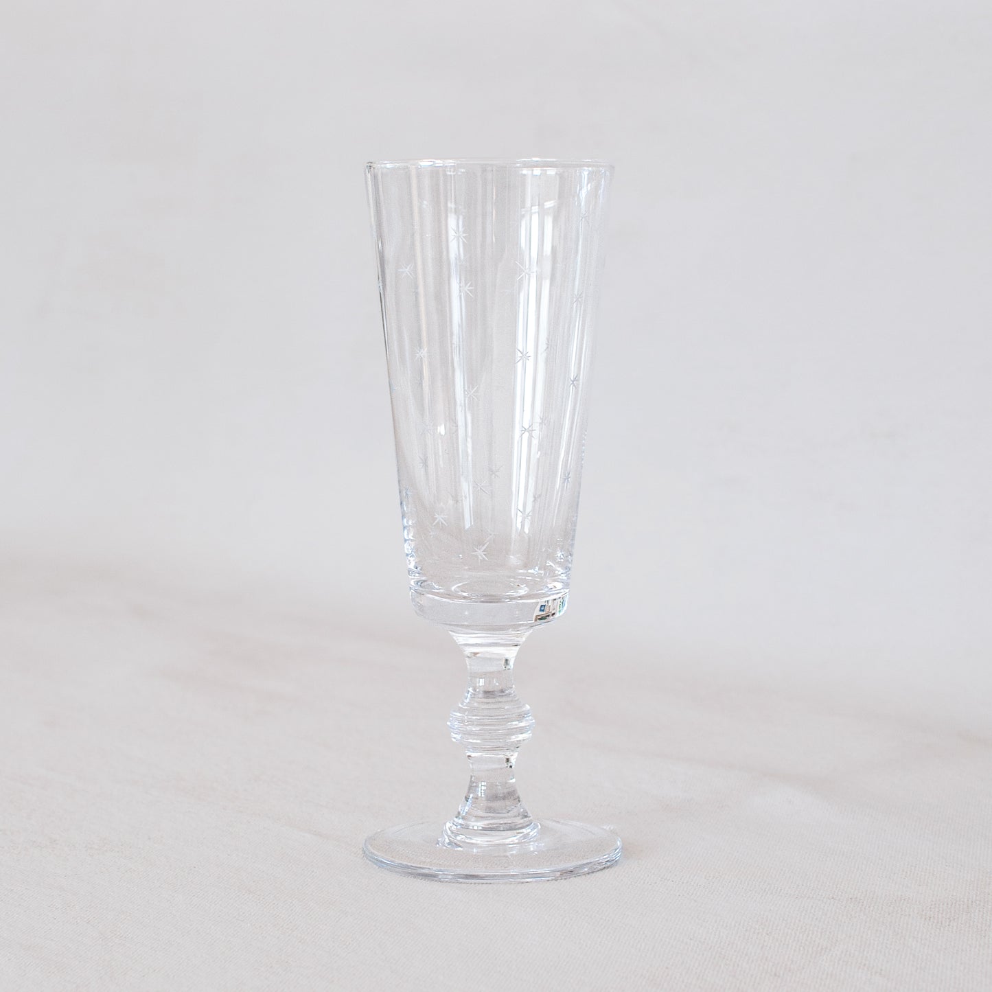 Crystal Champagne Flutes with Stars design, Set of 4