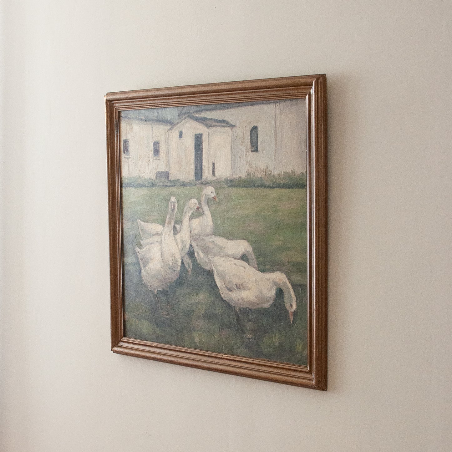 Vintage geese oil painting