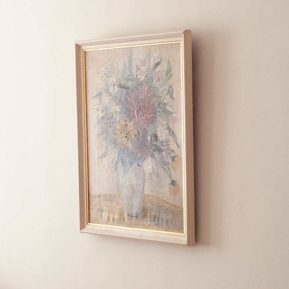 Vintage Floral Still Life Painting, Asters