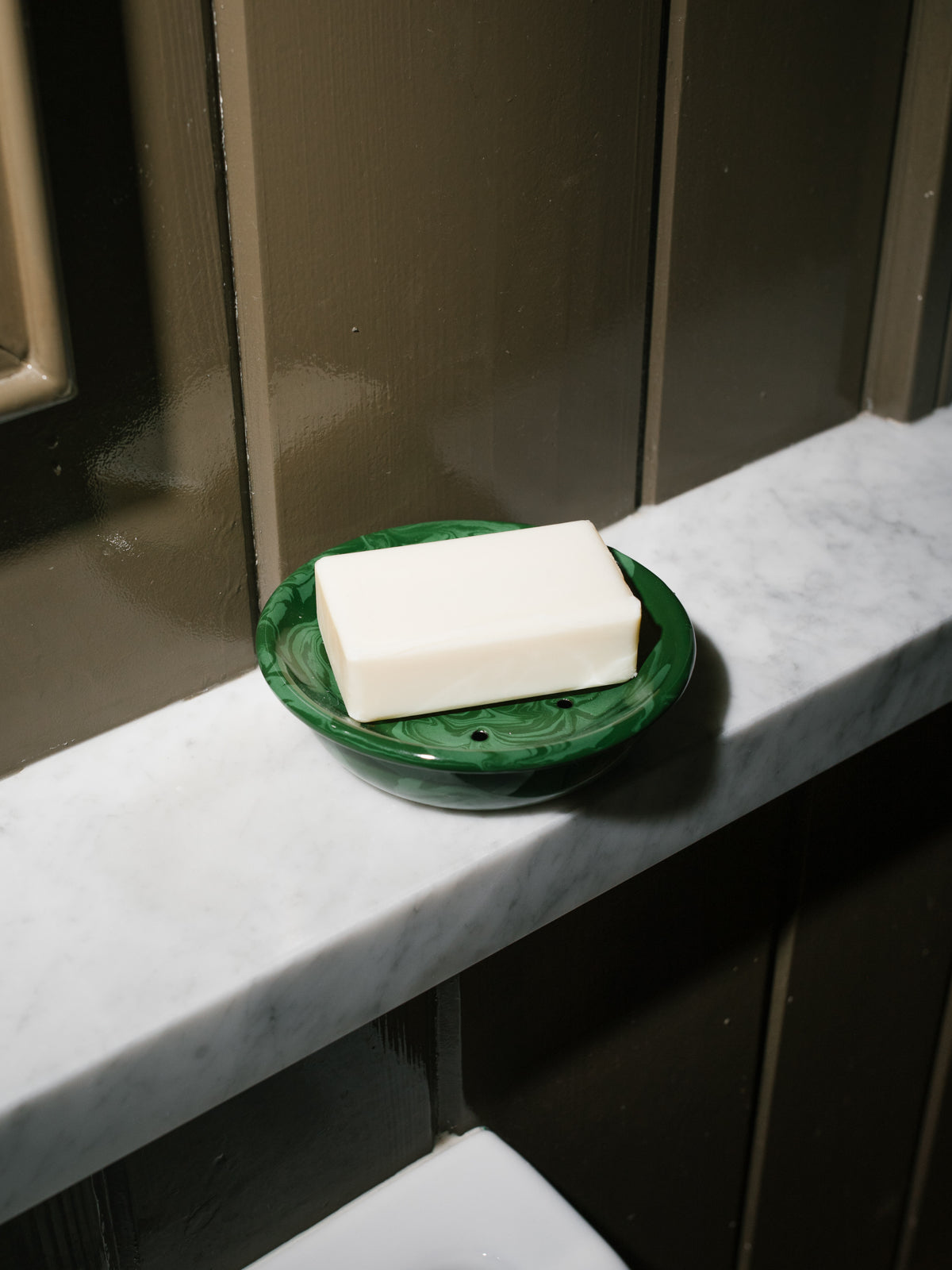 Cousin St. Marbled Enamel Soap Dish, Seaweed