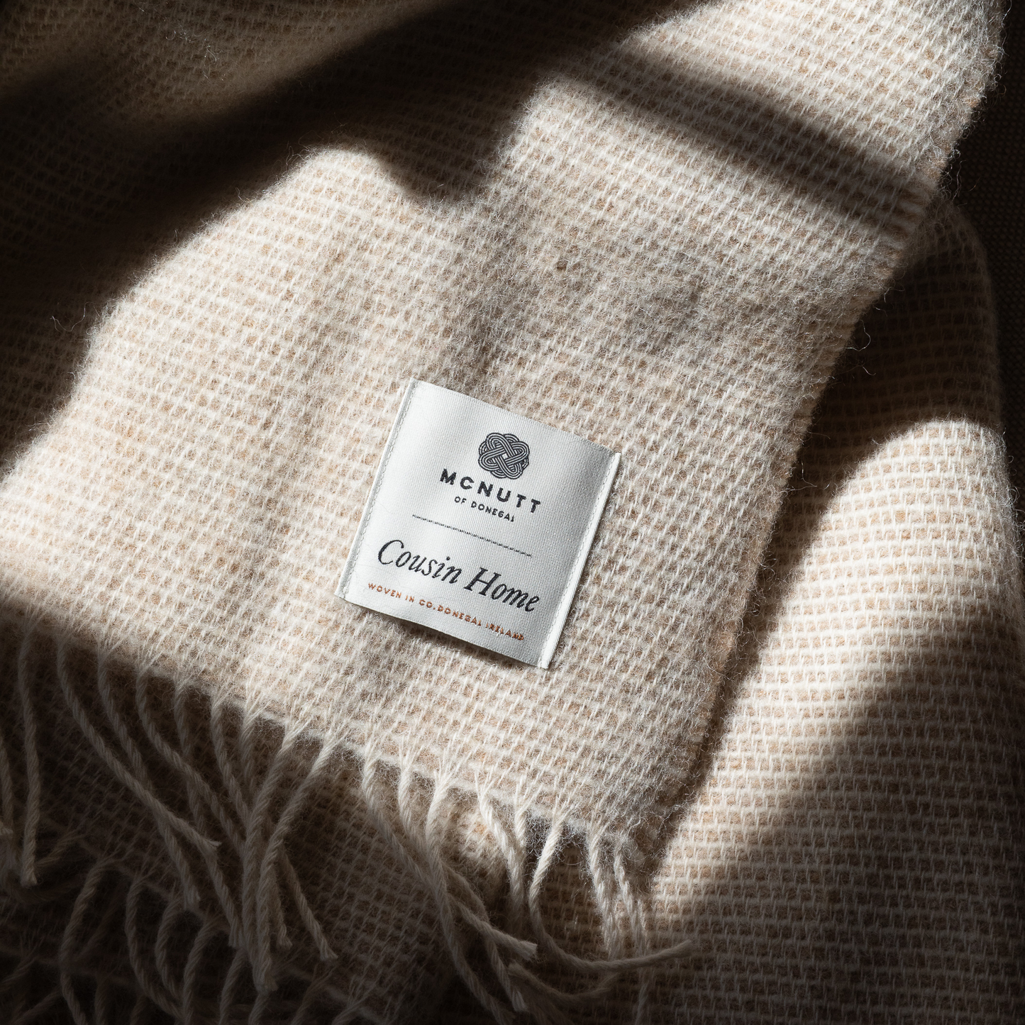Irish Wool Throw, Cappuccino