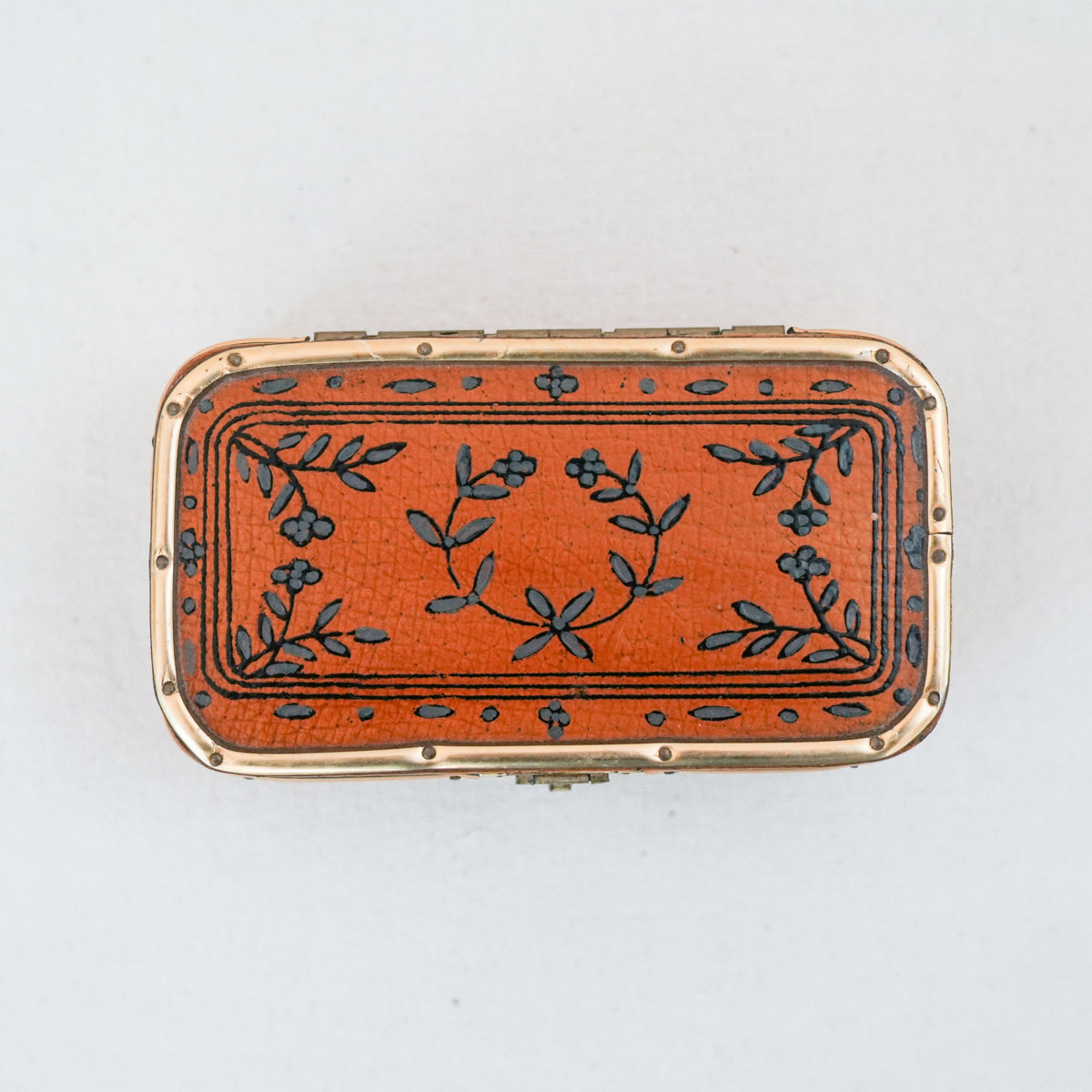 Vintage Leather and Brass Painted Box