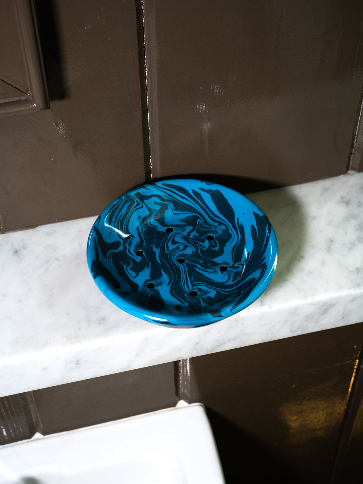 Cousin St. Marbled Enamel Soap Dish, Blueberry Wine