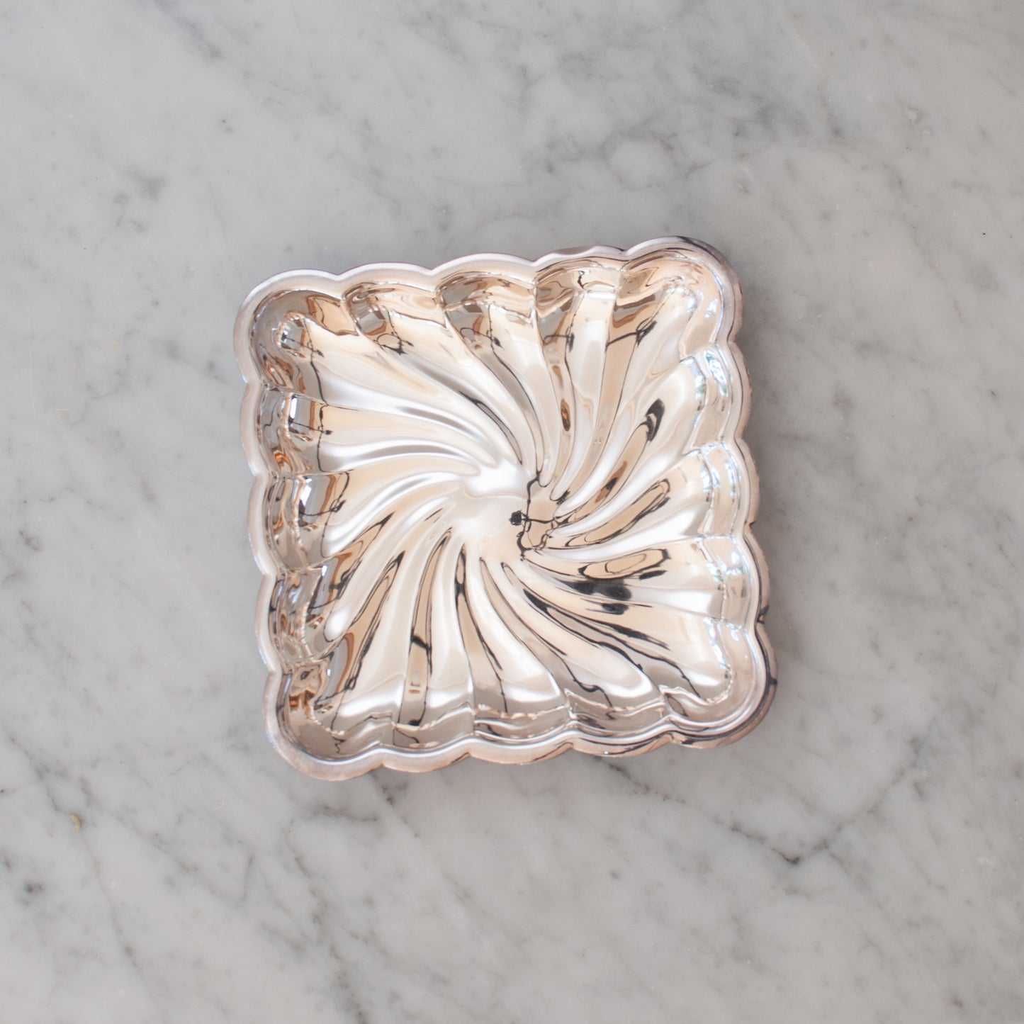 Vintage silver square swirl dish