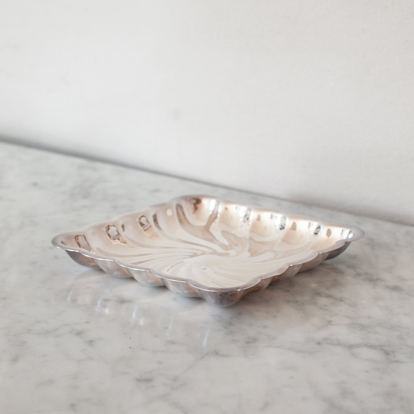 Vintage silver square swirl dish