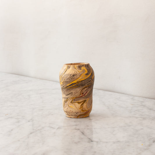 Vintage yellow marbleized vase