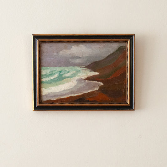 Antique coastal landscape painting