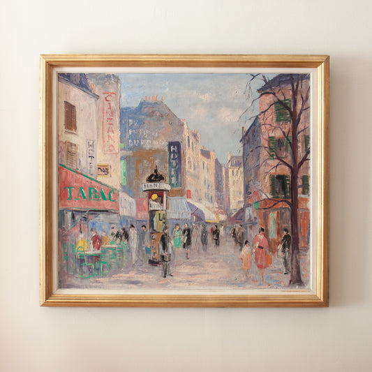 Antique Parisian street scene painting
