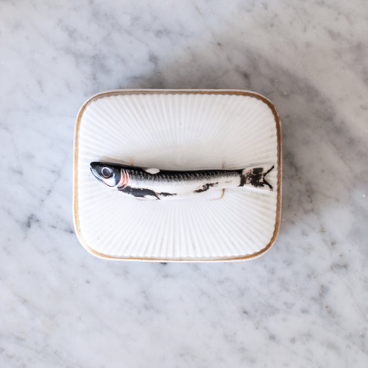 Vintage porcelain sardine dish