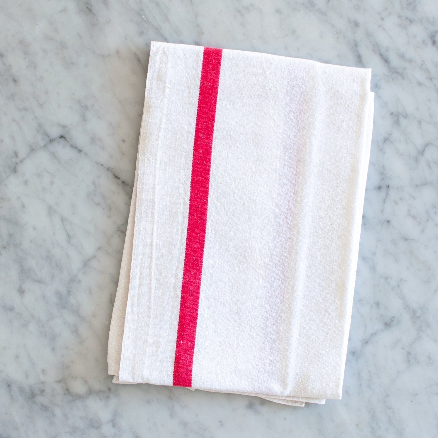 Vintage French dish towel, red stripe