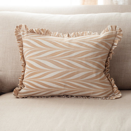 Marbled Ruffle Pillow, Cappuccino