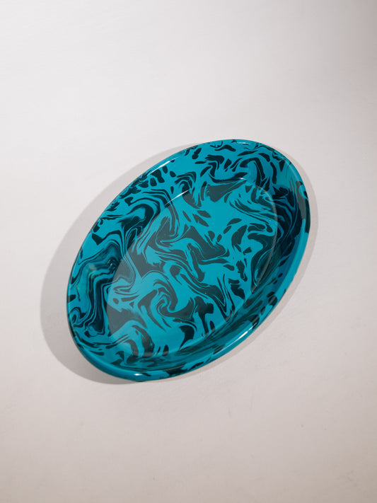 Cousin St. Marbled Enamel Oval Platter, Blueberry Wine