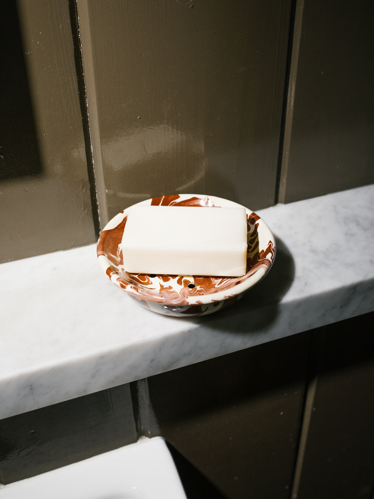 Cousin St. Marbled Enamel Soap Dish, Pinot