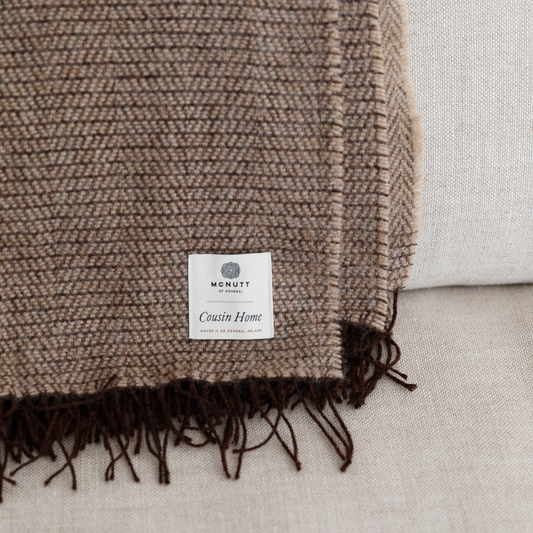 Irish Wool Throw, Pecan
