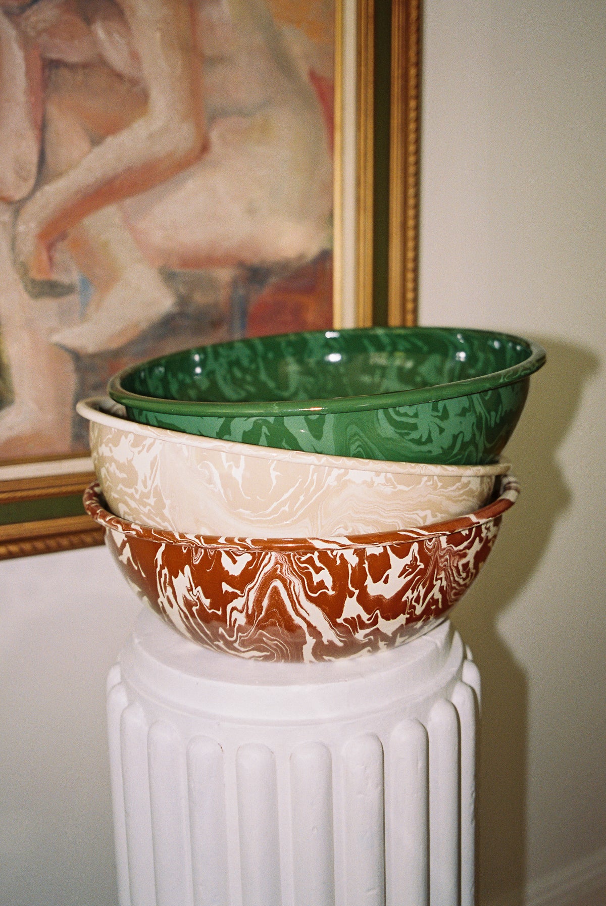 Cousin St. Marbled Enamel Large Bowl, Seaweed