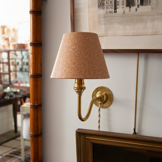 Brass Plug-in Sconce with Cork Shade