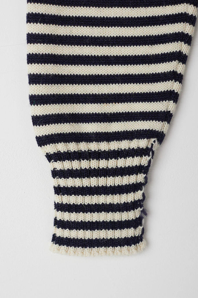 Le Tricoteur, Cropped Guernsey in Aran & Navy Stripe