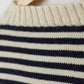 Le Tricoteur, Cropped Guernsey in Aran & Navy Stripe