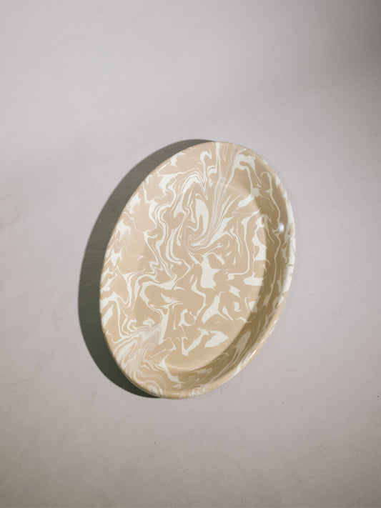 Cousin St. Marbled Enamel Oval Platter, Cappuccino