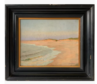 Beach at Twilight antique oil painting