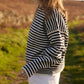 Le Tricoteur, Cropped Guernsey in Aran & Navy Stripe