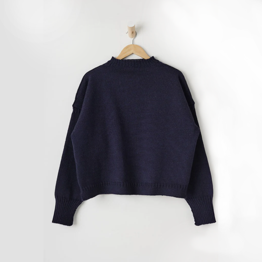 Cropped Guernsey in Navy by Le Tricoteur