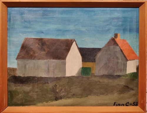 Vintage Oil Painting, Modernist Houses