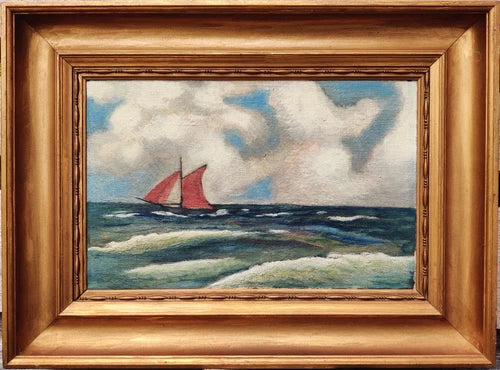 Vintage Painting with Sailboat