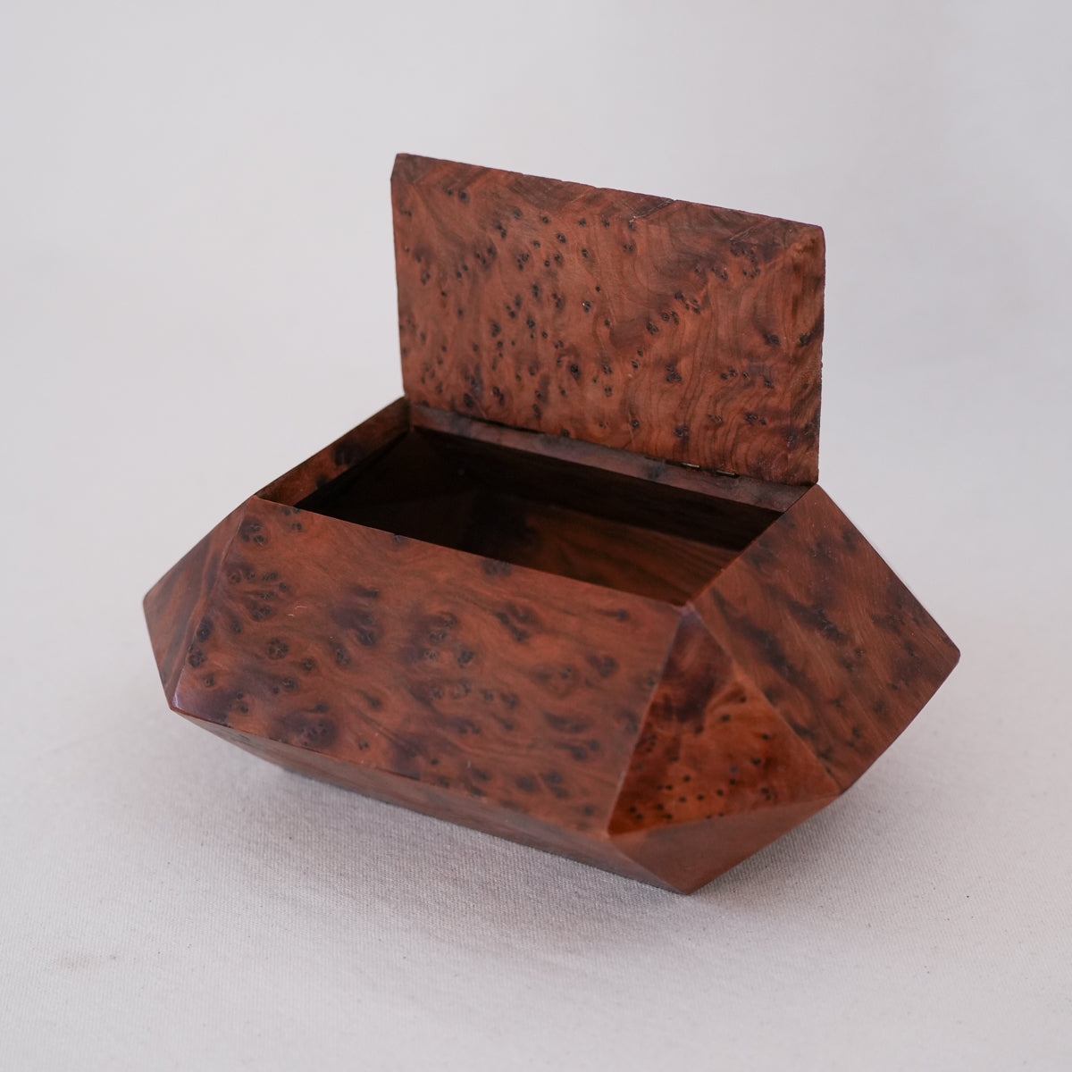 Vintage Burlwood Faceted Box