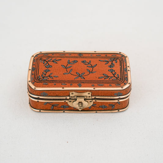 Vintage Leather and Brass Painted Box