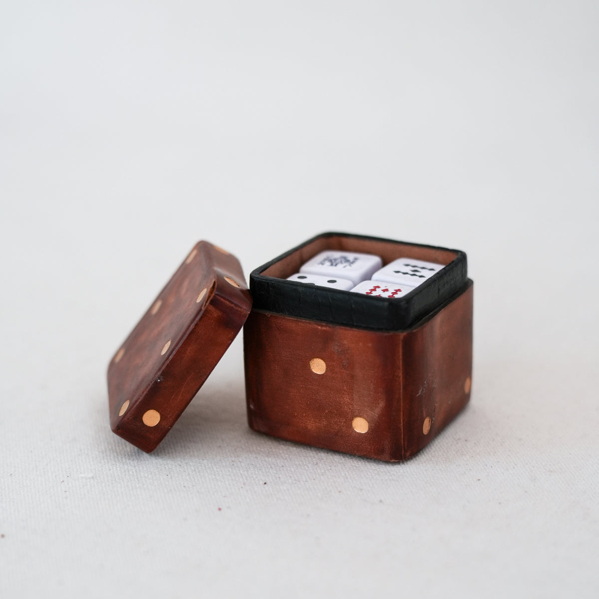 Vintage Italian Leather Dice Box