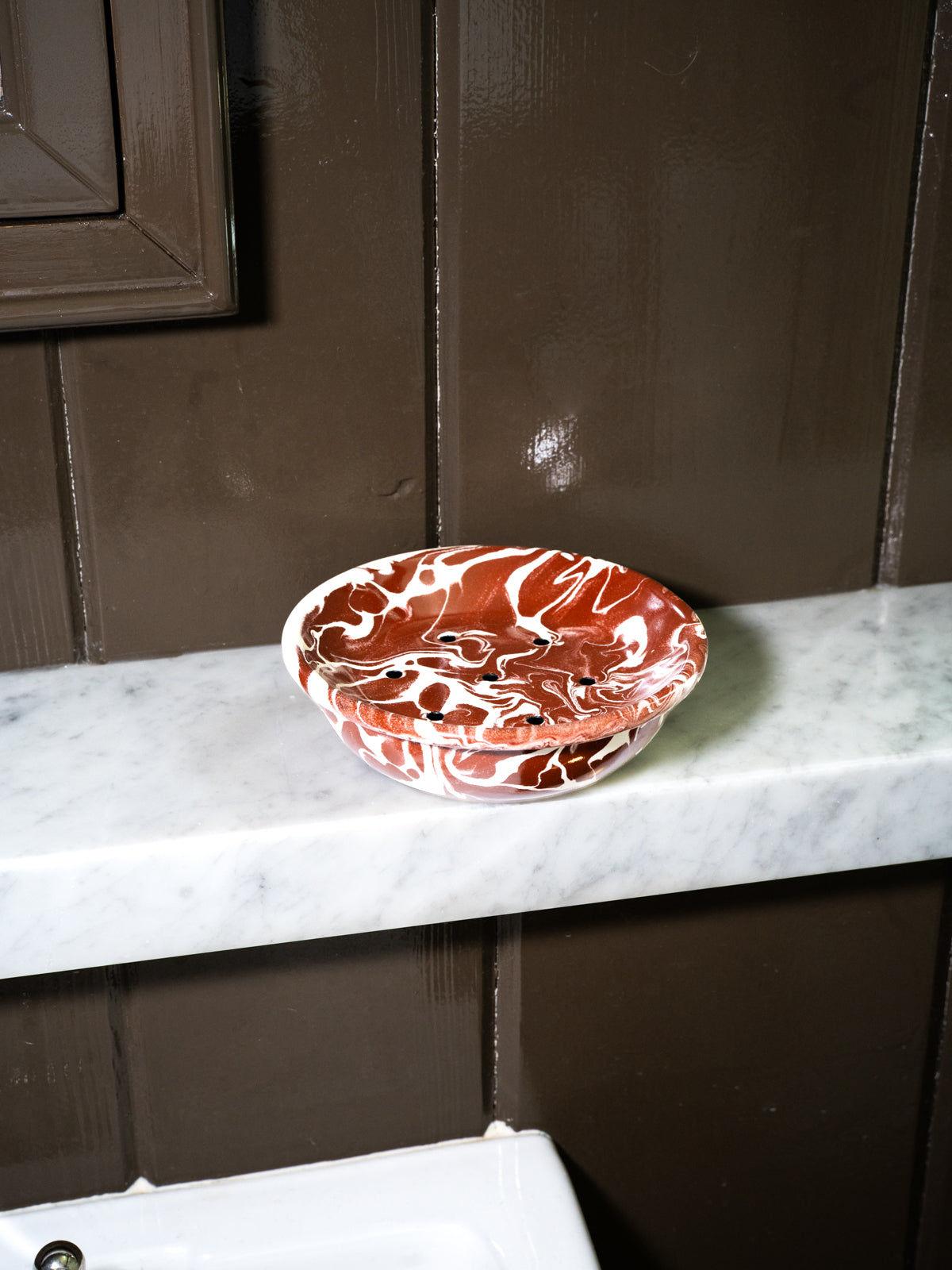 Cousin St. Marbled Enamel Soap Dish, Pinot