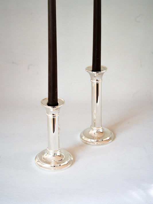 Silver Column Candlesticks