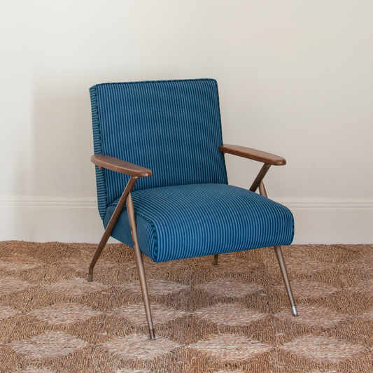 Mid-century indigo stripe chair